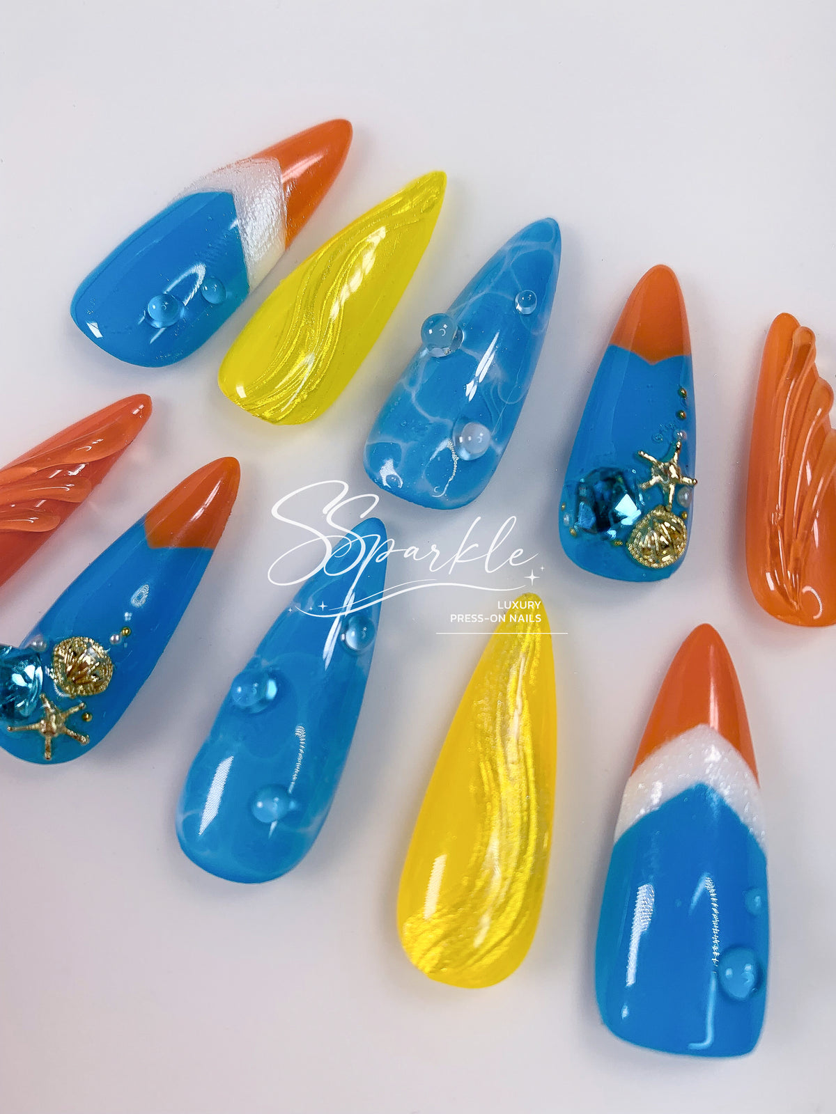 Splash Wavechaser | Mualani Genshin Impact Inspired Press-on Nail
