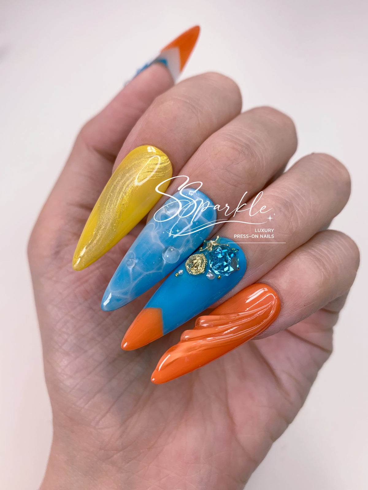 Splash Wavechaser | Mualani Genshin Impact Inspired Press-on Nail