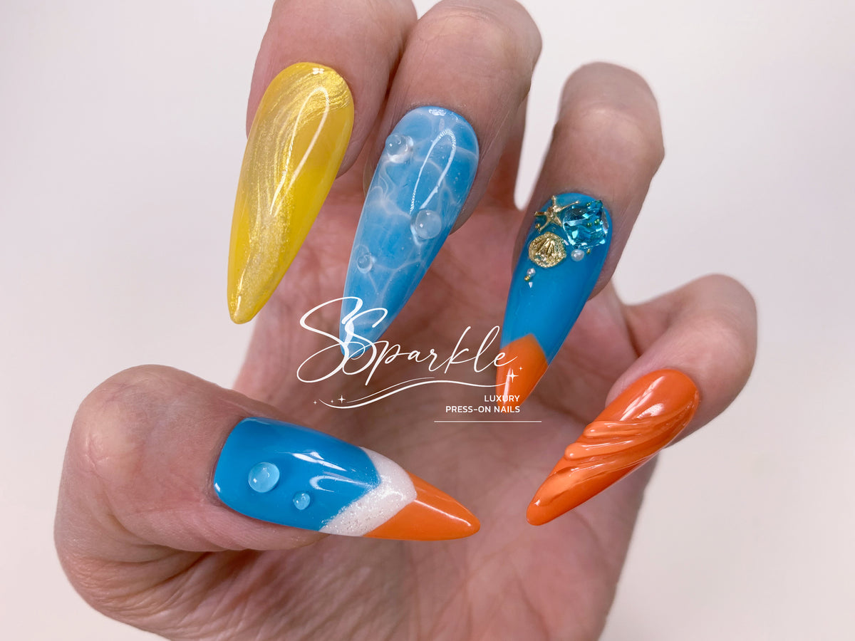 Splash Wavechaser | Mualani Genshin Impact Inspired Press-on Nail