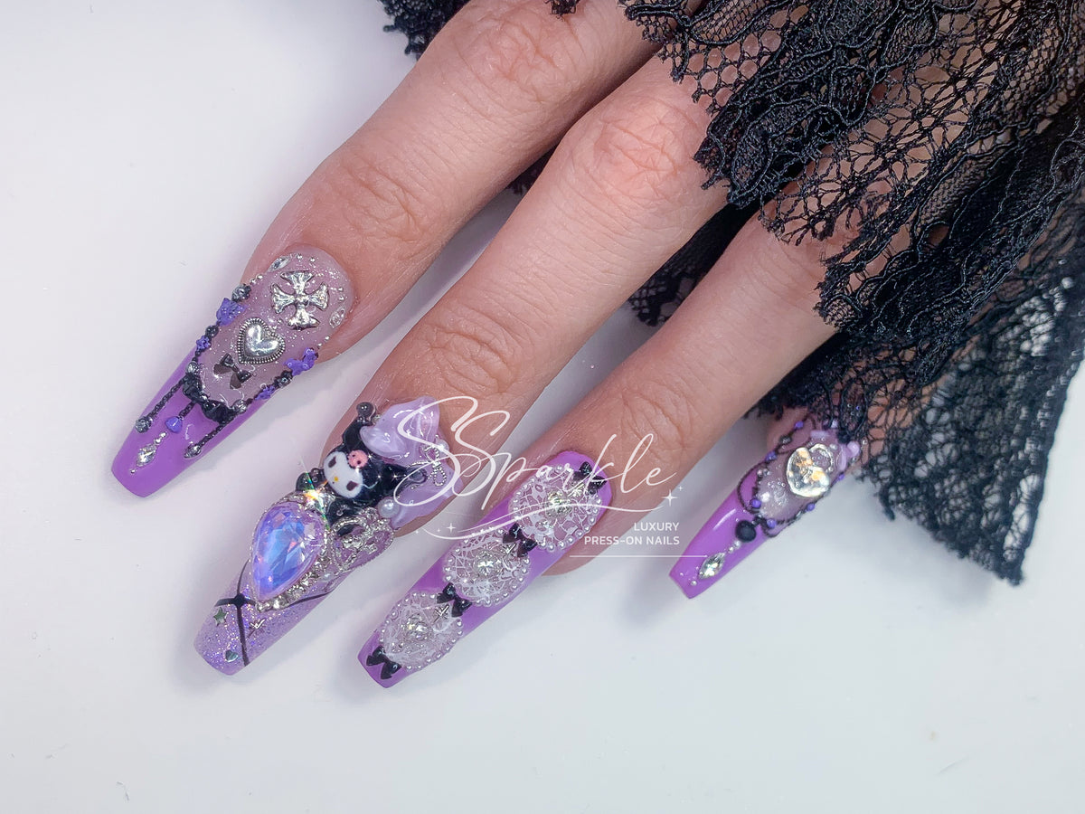Midnight Mischief | Kuromi Inspired Press-on Nails