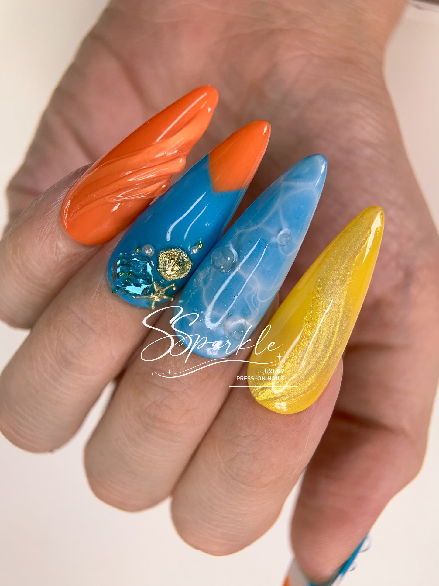 Splash Wavechaser | Mualani Genshin Impact Inspired Press-on Nail