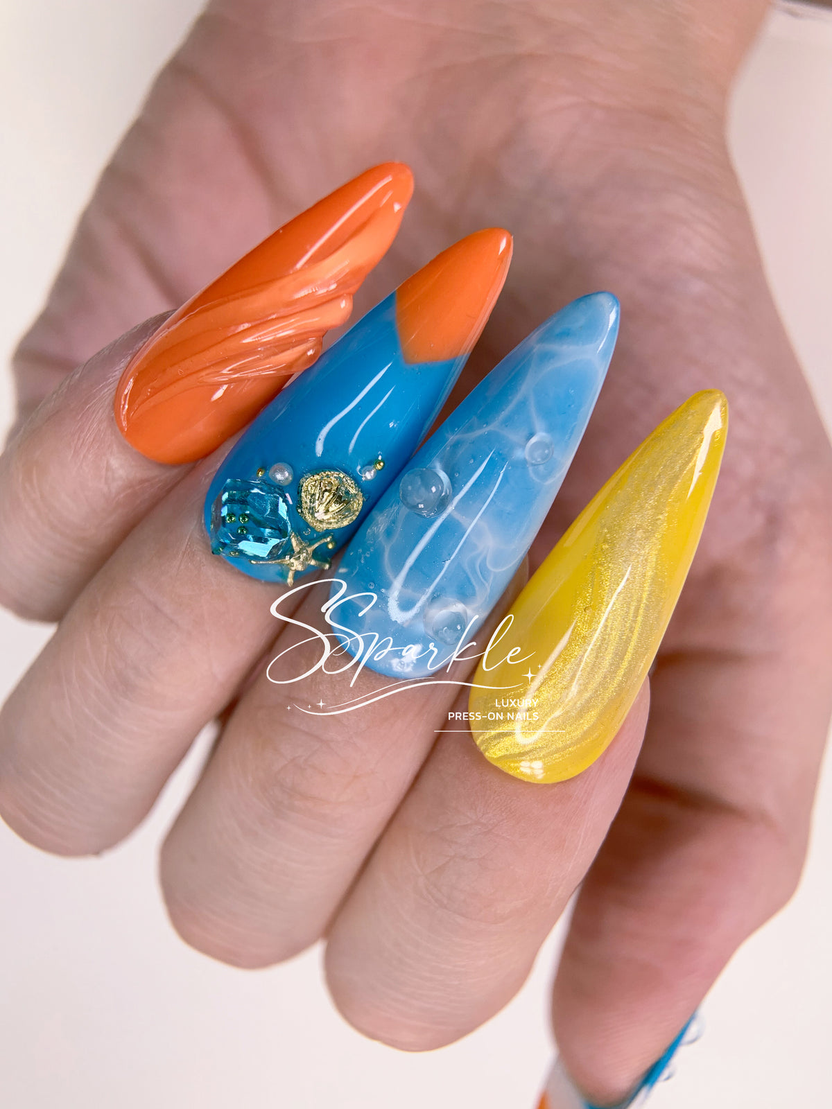 Splash Wavechaser | Mualani Genshin Impact Inspired Press-on Nail
