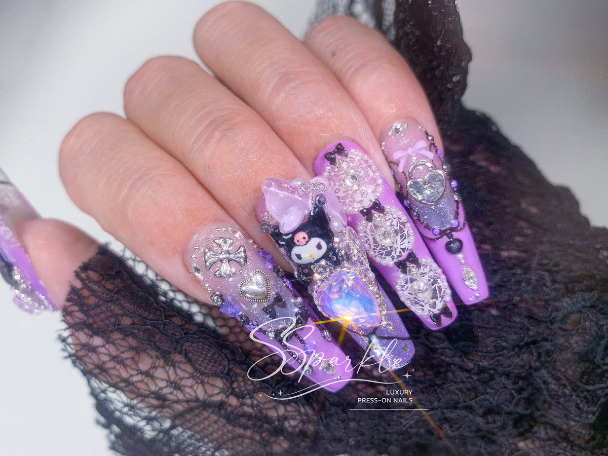 Midnight Mischief | Kuromi Inspired Press-on Nails