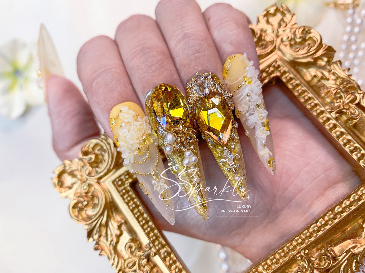 Time Woven Into Gold | Aglaea Honkai:Star Rail Inspired Nail Art