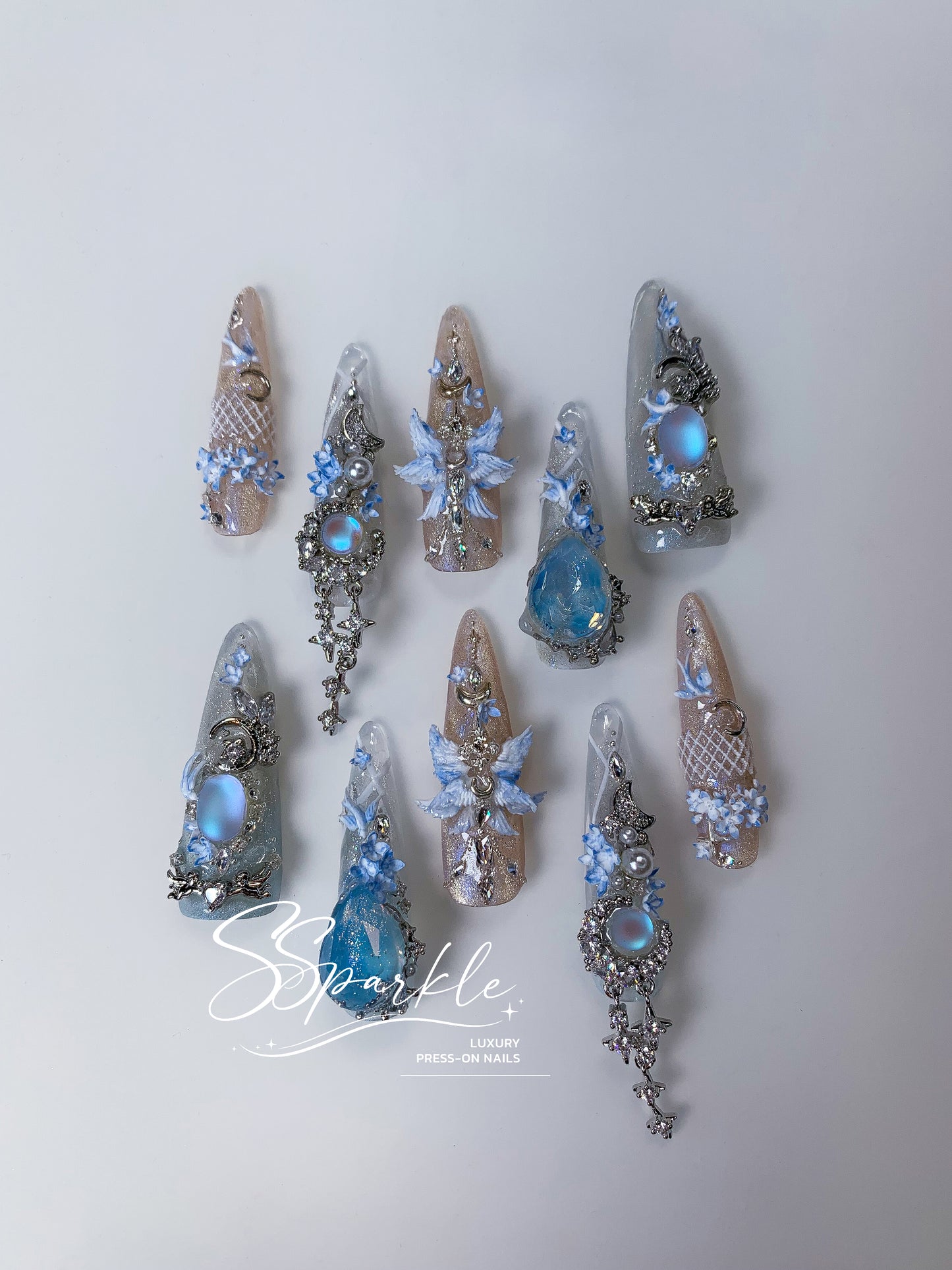 [Pre-order] Somnias a Luna | Columbina Genshin Impact Inspired Press-on Nails