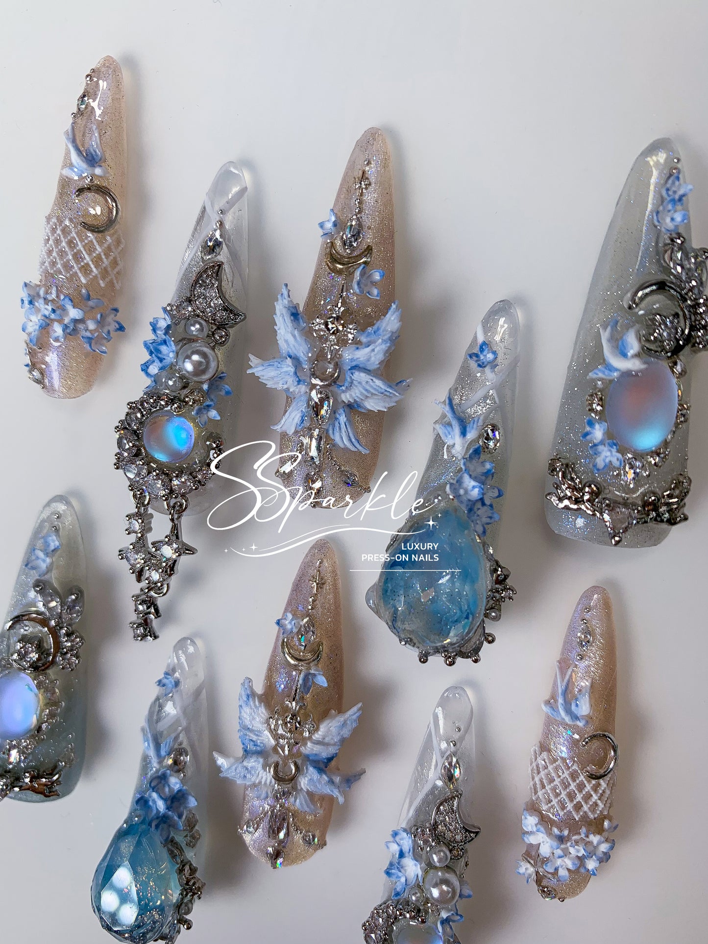 [Pre-order] Somnias a Luna | Columbina Genshin Impact Inspired Press-on Nails