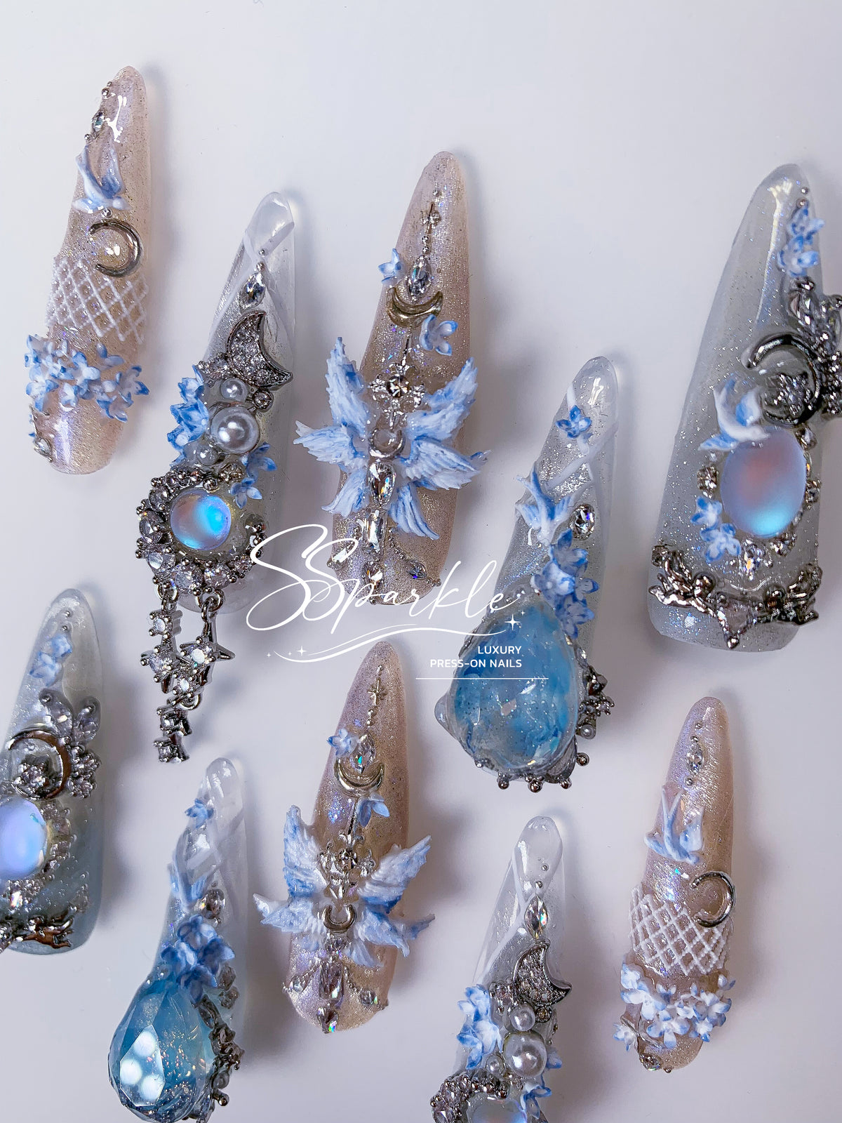 [Pre-order] Somnias a Luna | Columbina Genshin Impact Inspired Press-on Nails