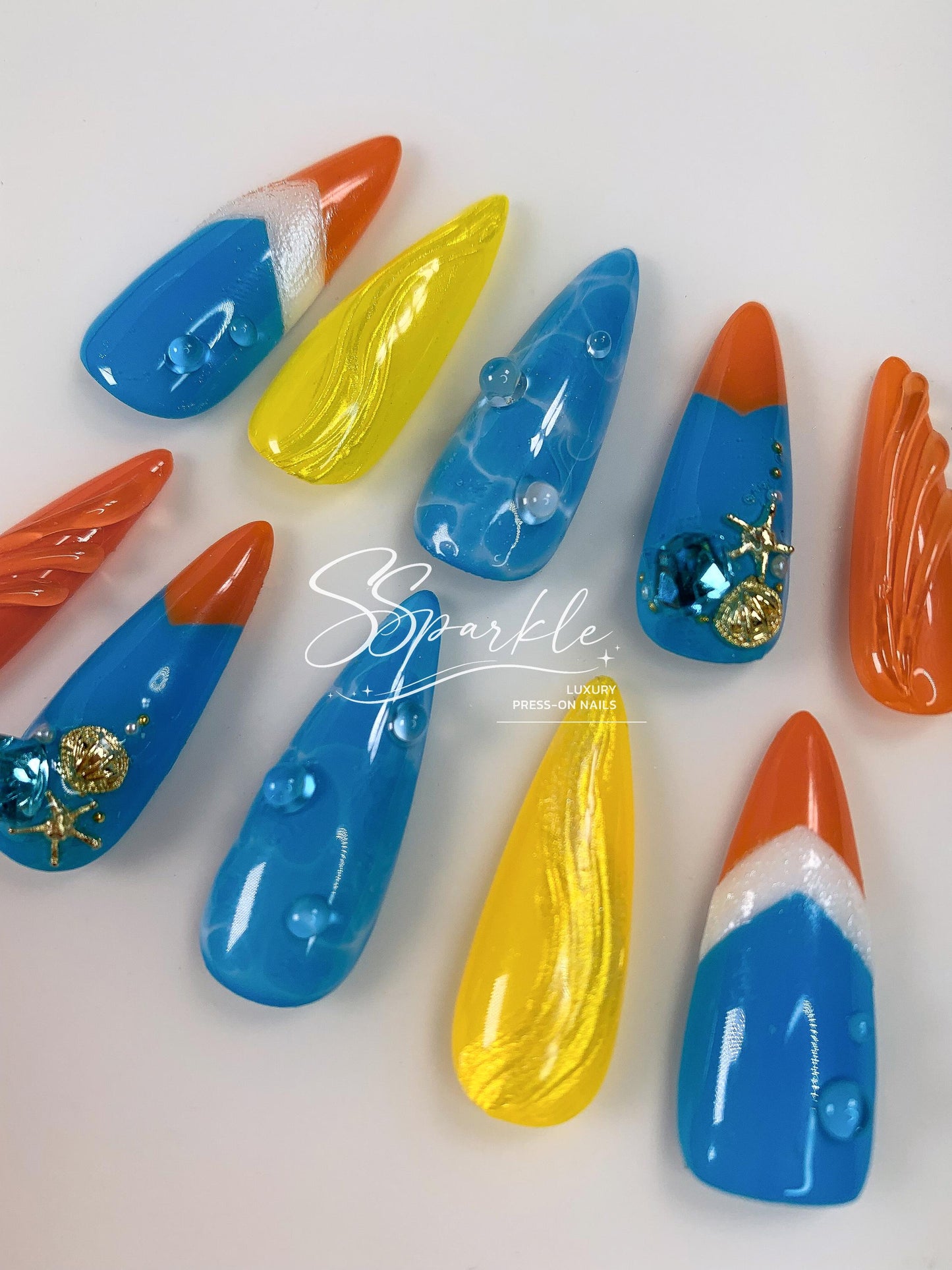 Splash Wavechaser | Mualani Genshin Impact Inspired Press-on Nail