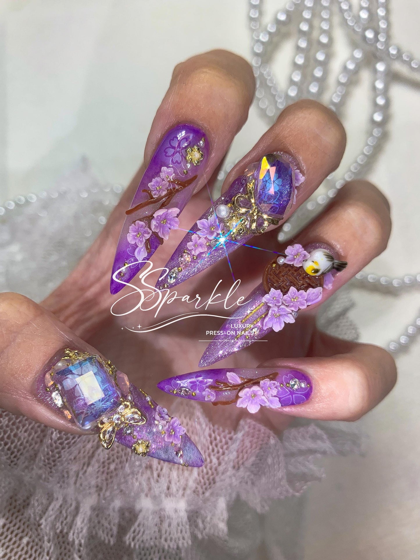 Reign of Serenity | Raiden Shogun Genshin Impact Inspired Press-on Nails
