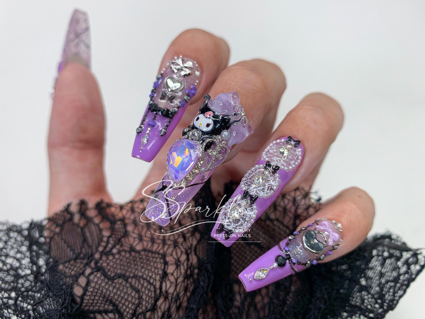 Midnight Mischief | Kuromi Inspired Press-on Nails