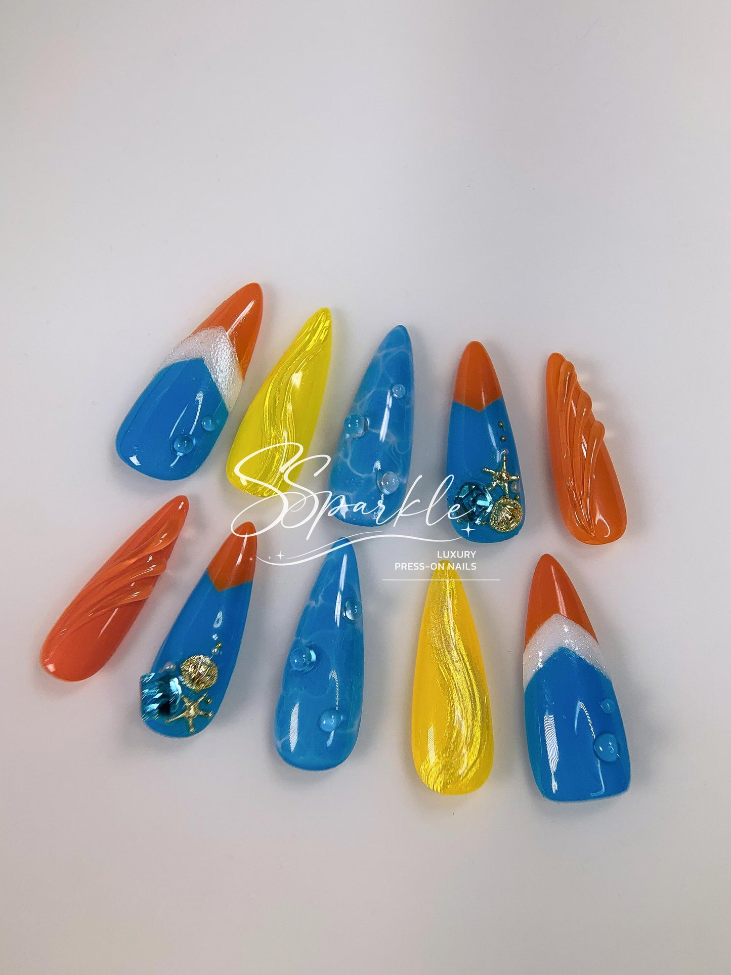 Splash Wavechaser | Mualani Genshin Impact Inspired Press-on Nail