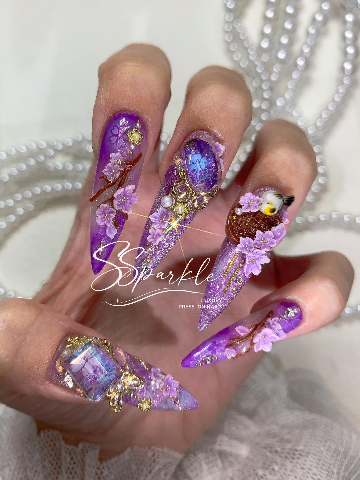 Reign of Serenity | Raiden Shogun Genshin Impact Inspired Press-on Nails