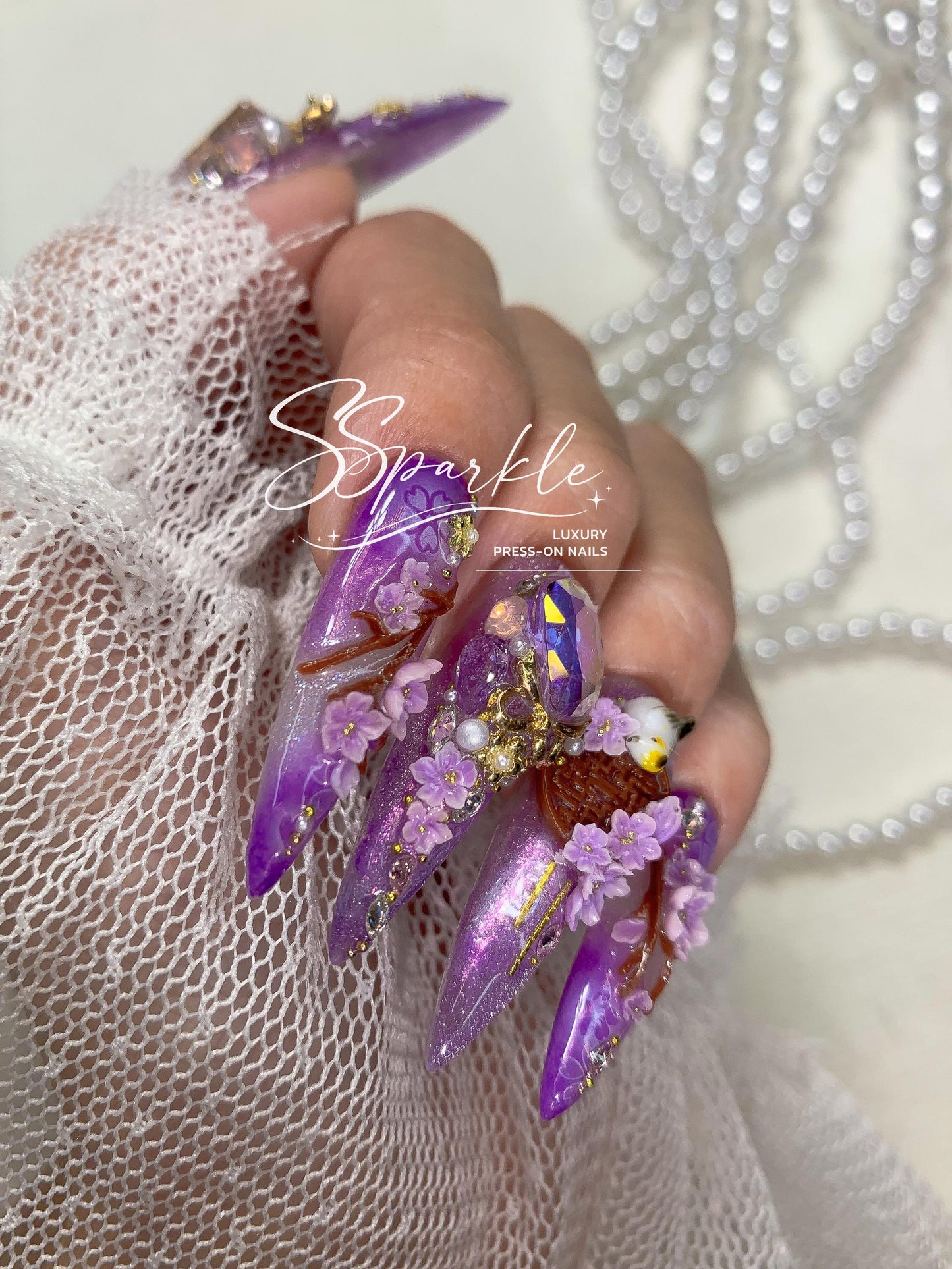 Reign of Serenity | Raiden Shogun Genshin Impact Inspired Press-on Nails