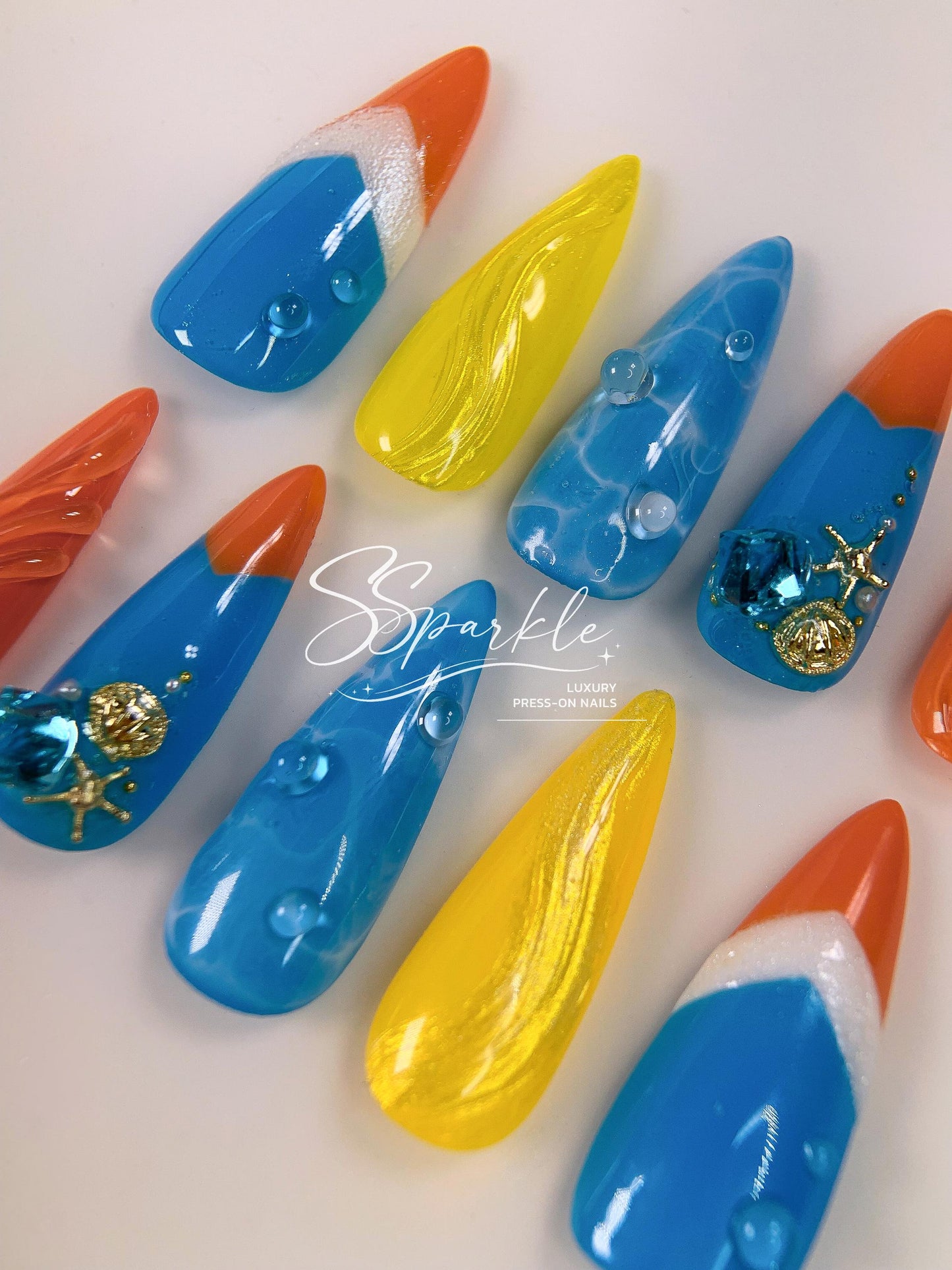 Splash Wavechaser | Mualani Genshin Impact Inspired Press-on Nail