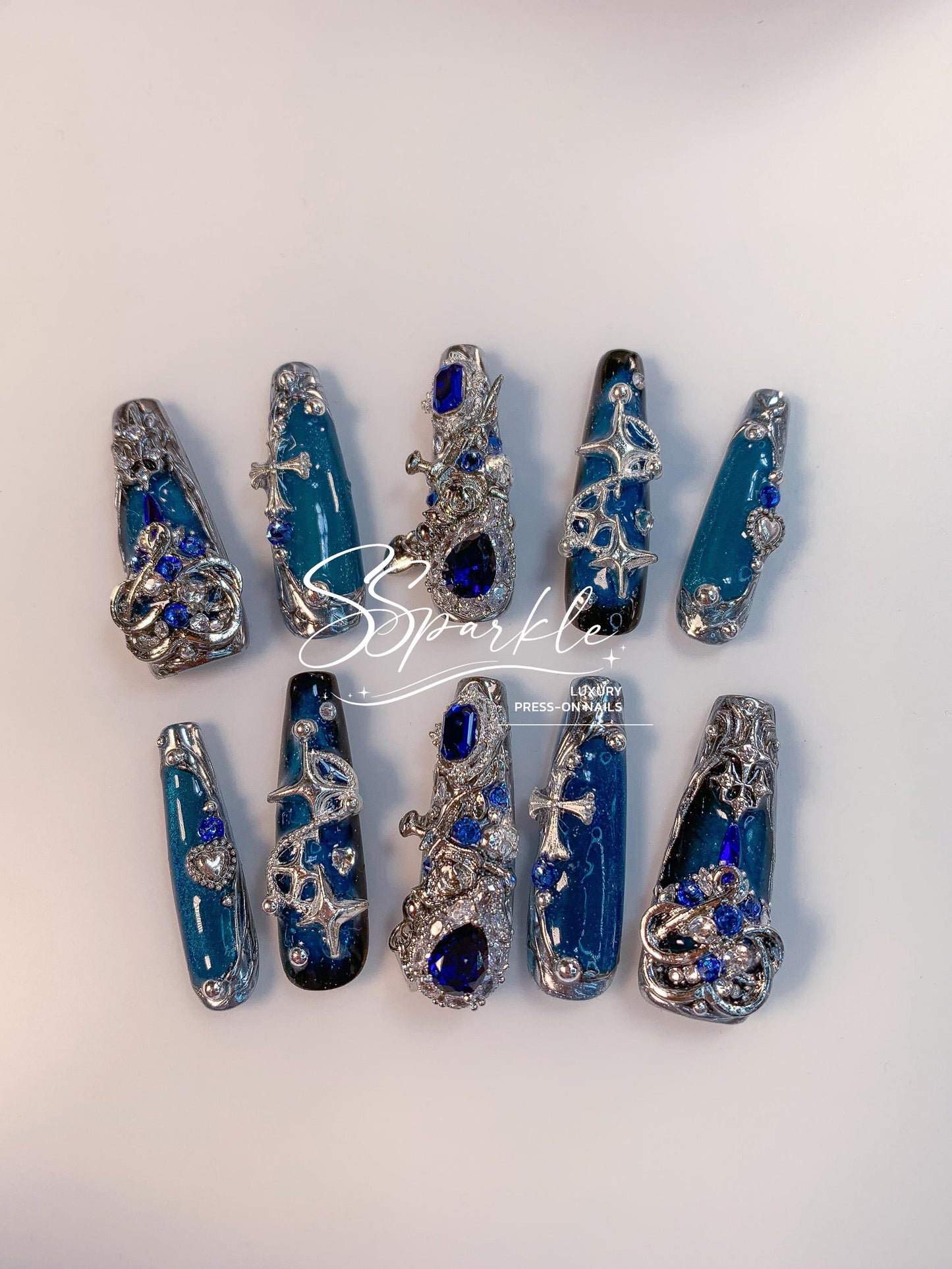 Azure Abyss Press-on Nails