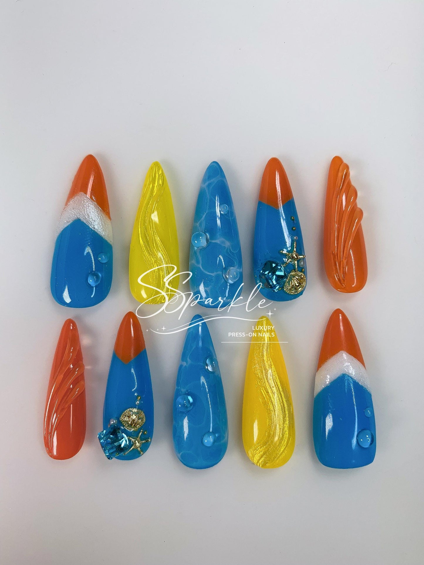 Splash Wavechaser | Mualani Genshin Impact Inspired Press-on Nail