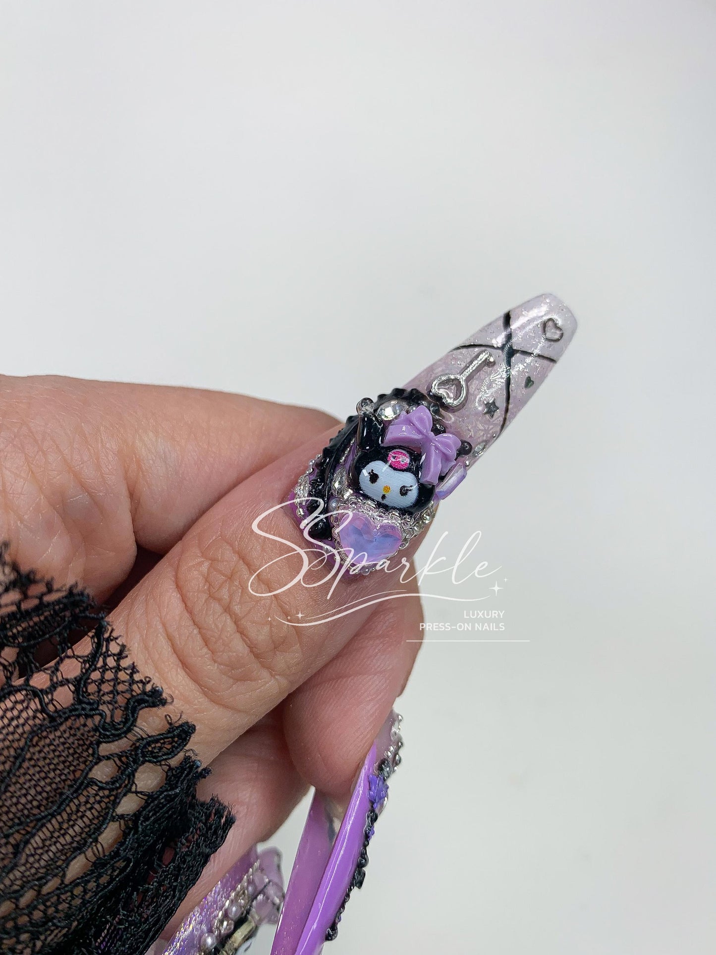 Midnight Mischief | Kuromi Inspired Press-on Nails