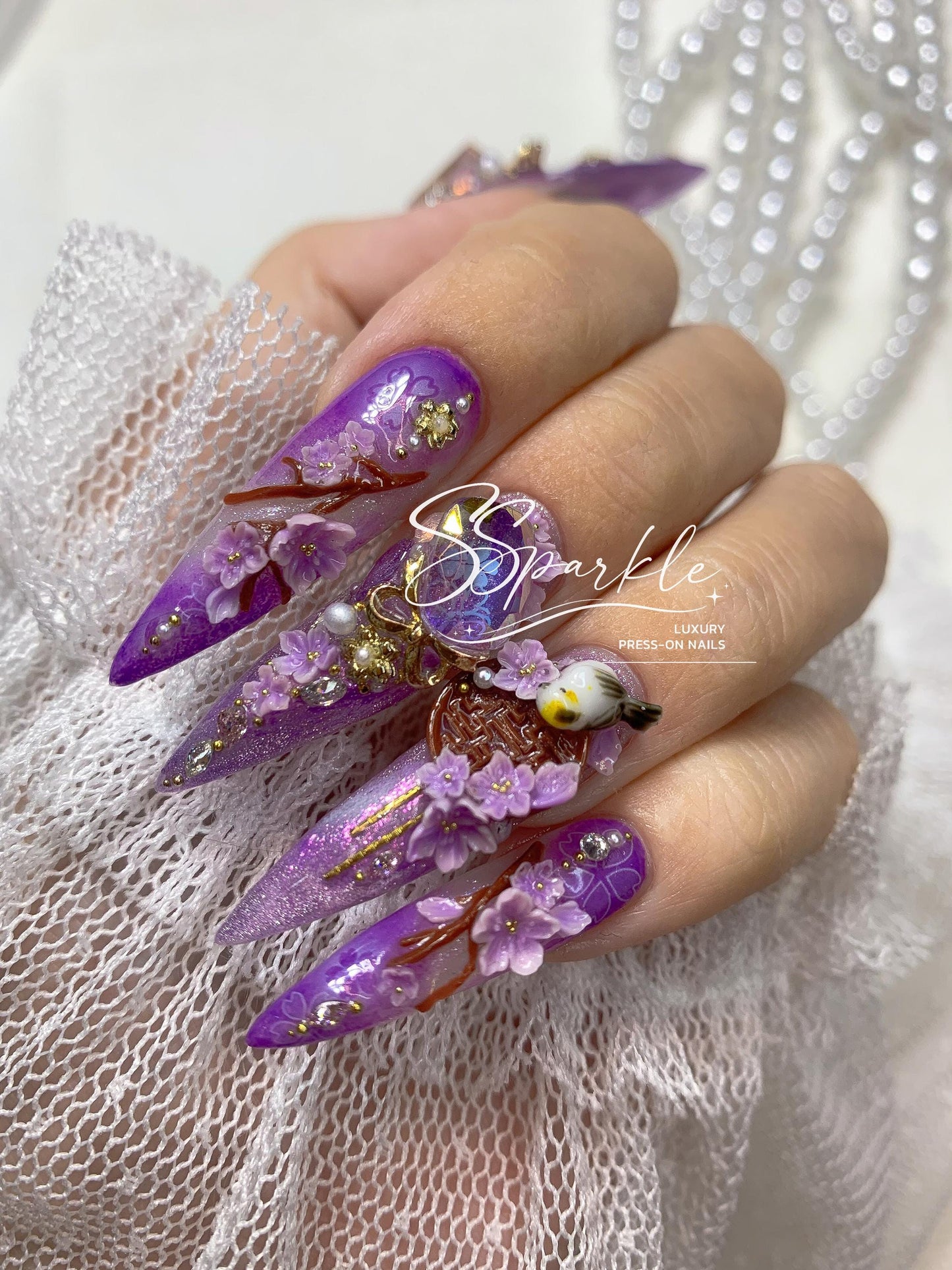 Reign of Serenity | Raiden Shogun Genshin Impact Inspired Press-on Nails