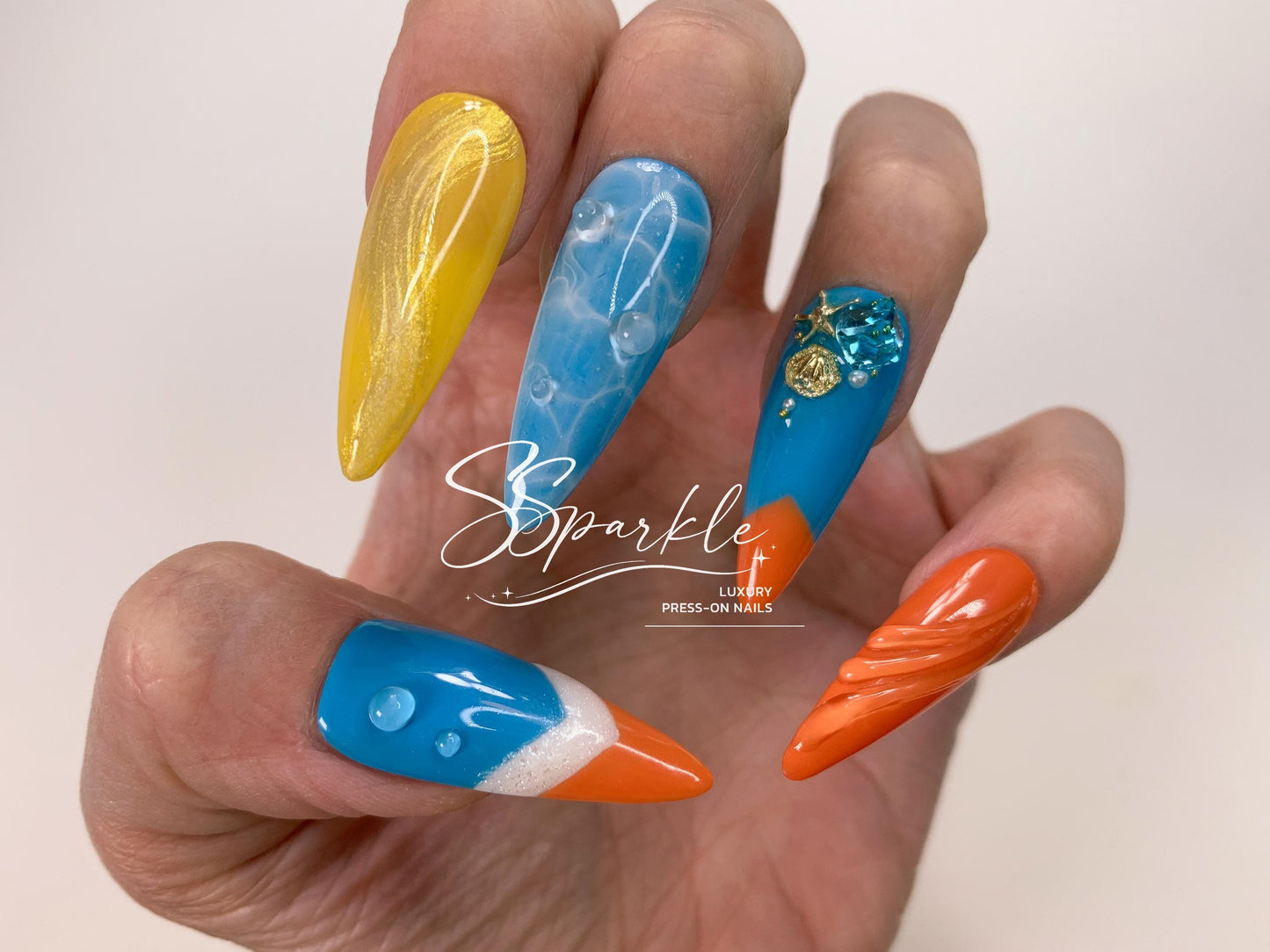 Splash Wavechaser | Mualani Genshin Impact Inspired Press-on Nail